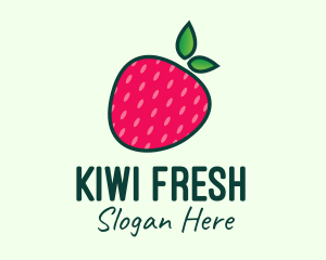 Red Organic Strawberry logo design