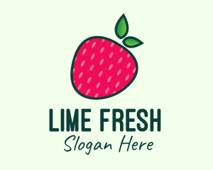 Red Organic Strawberry logo design