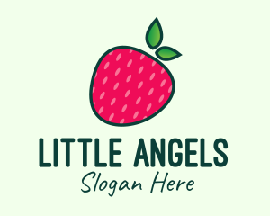 Red Organic Strawberry logo design