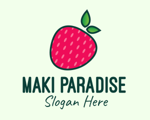 Red Organic Strawberry logo design