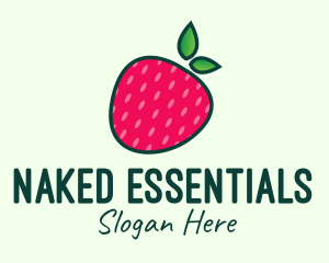 Red Organic Strawberry logo design