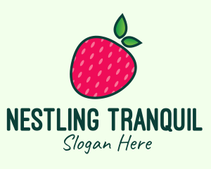 Red Organic Strawberry logo design