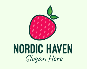 Red Organic Strawberry logo design