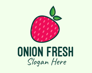 Red Organic Strawberry logo design