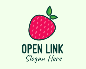 Red Organic Strawberry logo design