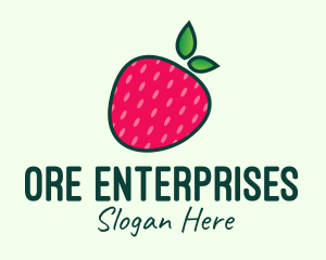 Red Organic Strawberry logo design