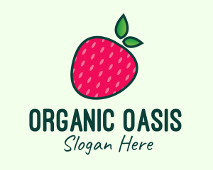 Red Organic Strawberry logo design