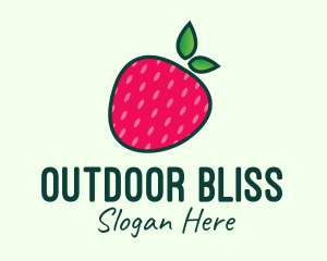 Red Organic Strawberry logo design