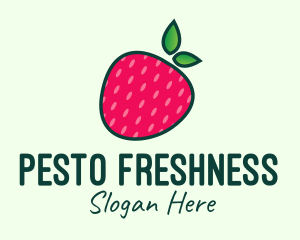 Red Organic Strawberry logo design