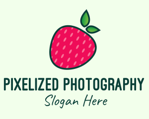 Red Organic Strawberry logo design