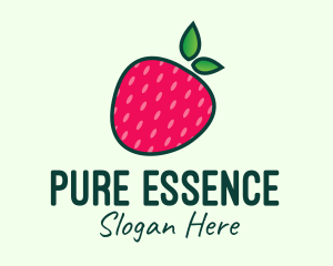 Red Organic Strawberry logo design