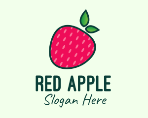 Red Organic Strawberry logo design