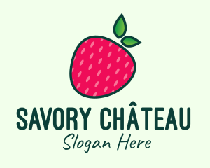 Red Organic Strawberry logo design