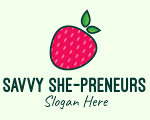 Red Organic Strawberry logo design