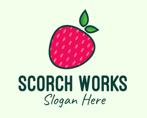 Red Organic Strawberry logo design