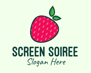 Red Organic Strawberry logo design