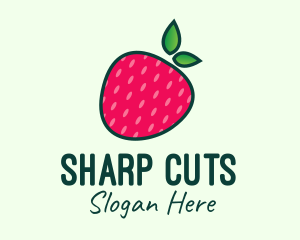 Red Organic Strawberry logo design