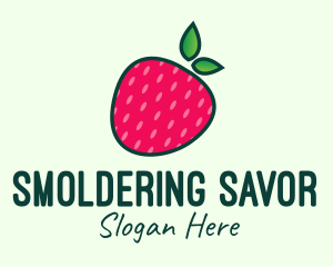 Red Organic Strawberry logo design