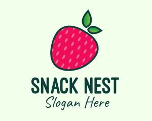 Red Organic Strawberry logo design