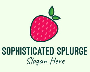 Red Organic Strawberry logo design