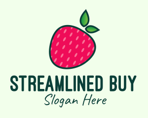 Red Organic Strawberry logo design