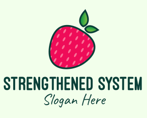 Red Organic Strawberry logo design