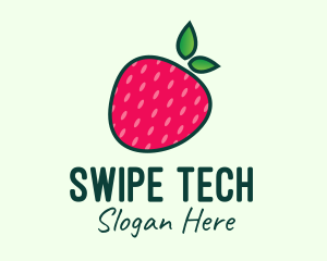 Red Organic Strawberry logo design