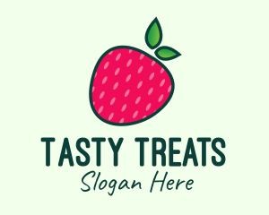 Red Organic Strawberry logo design