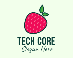 Red Organic Strawberry logo design