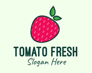 Red Organic Strawberry logo design