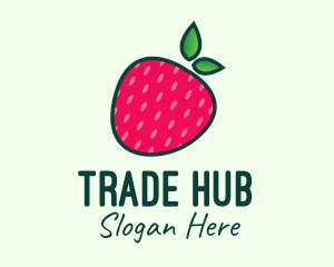 Red Organic Strawberry logo design