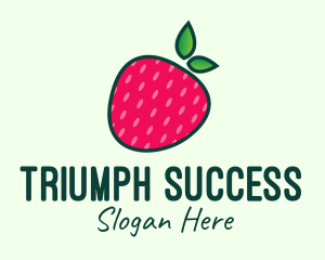 Red Organic Strawberry logo design