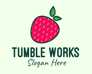 Red Organic Strawberry logo design