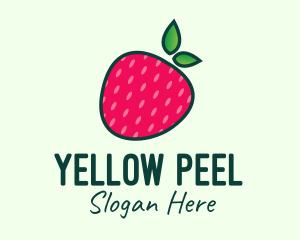 Red Organic Strawberry logo design