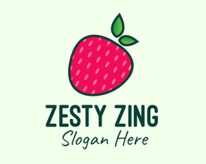 Red Organic Strawberry logo design