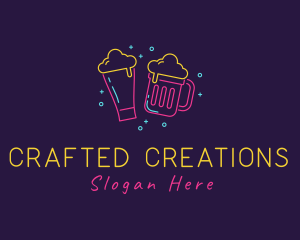 Neon Beer Drinking Bar logo design