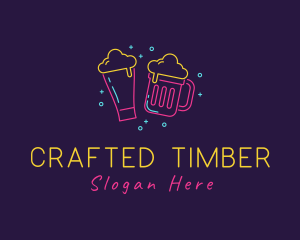 Neon Beer Drinking Bar logo design