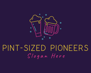 Neon Beer Drinking Bar logo design