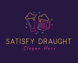 Neon Beer Drinking Bar logo design