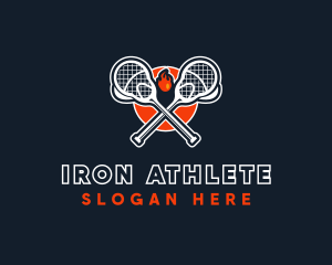 Lacrosse Stick Fire logo design