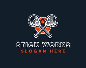 Lacrosse Stick Fire logo design