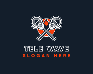 Lacrosse Stick Fire logo design