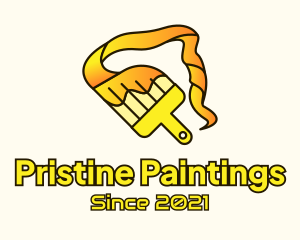 Golden Paint Brush  logo design