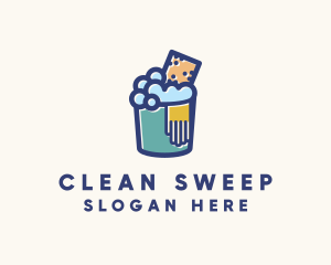 Bucket Sponge Cleaning  logo design