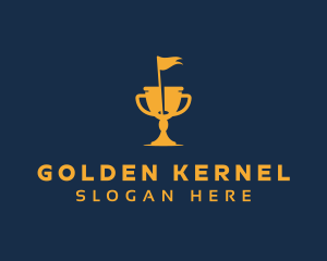 Gold Golf Trophy logo design