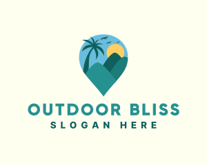 Outdoor Tropical Mountain Destination logo design