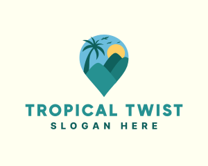 Outdoor Tropical Mountain Destination logo design