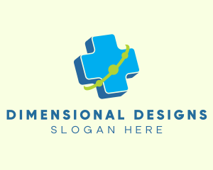 3D Cross Orbit Healthcare logo design