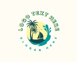 Beach Boat Wave Logo