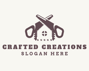 Woodworking House Handsaw logo design